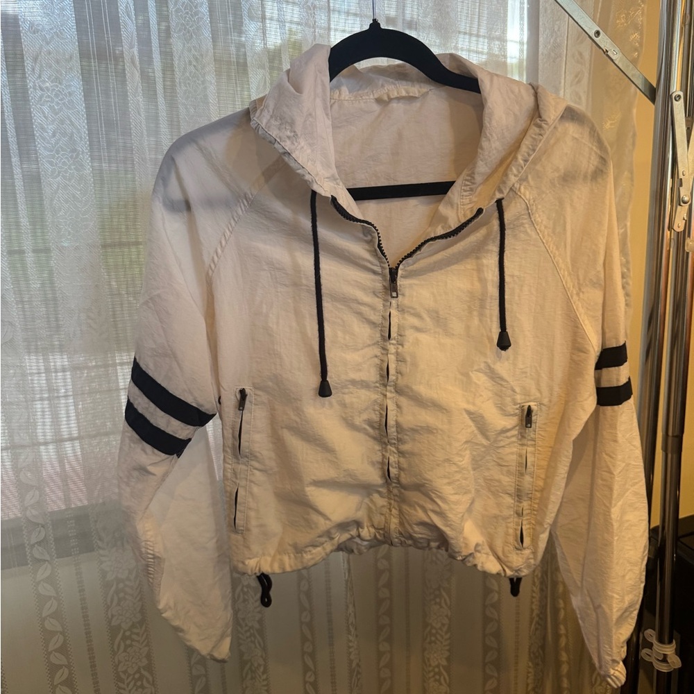 Brandy Melville White Jacket with Navy Accents